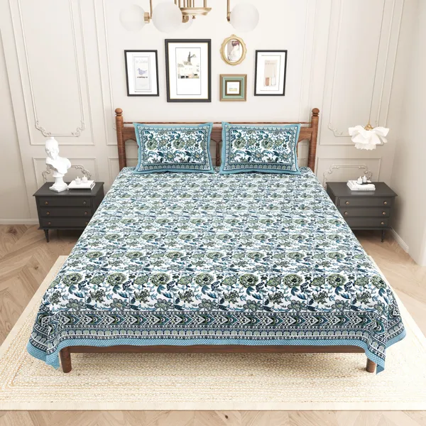 Elite_Botanical_Block_Blue_Cotton_Printed_King_Size_Bedsheet