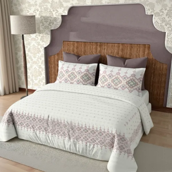 Pink_Pure_Cotton_Heritage_Grid_Printed_Bedsheet