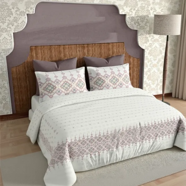 Pink_Pure_Cotton_Heritage_Grid_Printed_Bedsheet