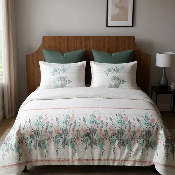 Mist_Blue_Pure_Cotton_Floral_Printed_Bedsheet