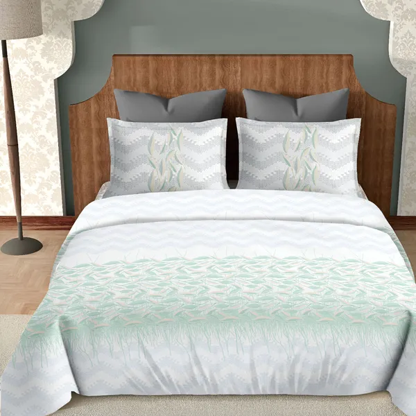 Sea_Green_Pure_Cotton_Feather_Flow_Printed_Bedsheet