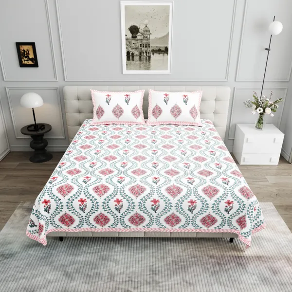Elite_Foliage_Print_Dark_Pink_Cotton_Printed_King_Size_Bedsheet