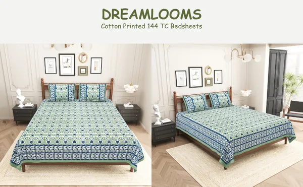 Elite_Classic_Floral_Blue_Green_Cotton_Printed_King_Size_Bedsheet