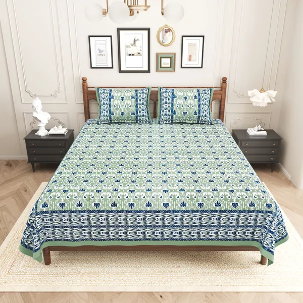 Elite_Classic_Floral_Blue_Green_Cotton_Printed_King_Size_Bedsheet