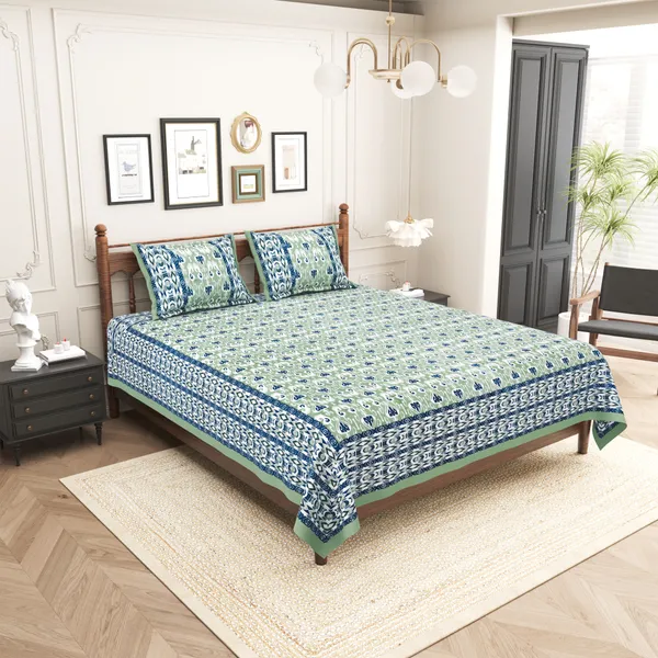 Elite_Classic_Floral_Blue_Green_Cotton_Printed_King_Size_Bedsheet