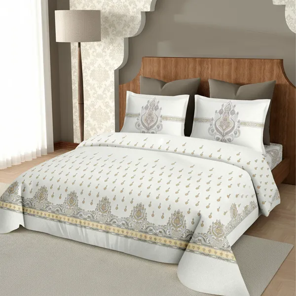 Yellow_Pure_Cotton_Royal_Jewel_Printed_Bedsheet