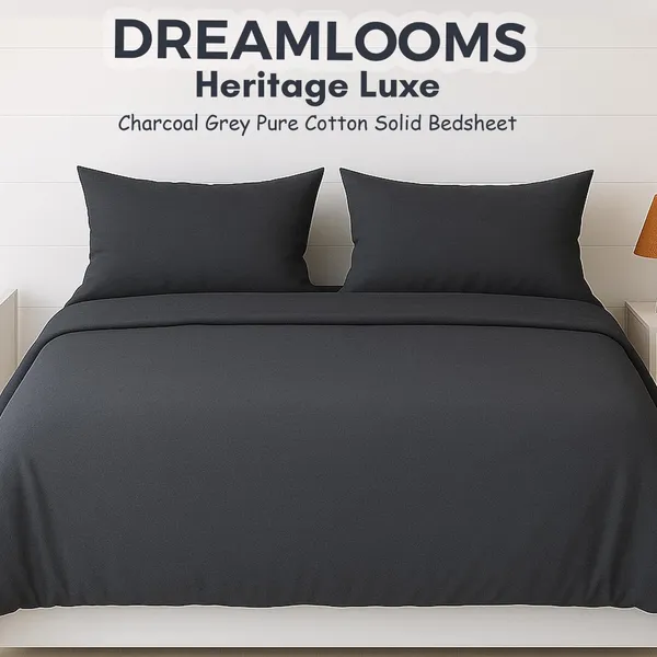 Charcoal_Grey_Heritage_Luxe_Pure_Cotton_Solid_Bedsheet