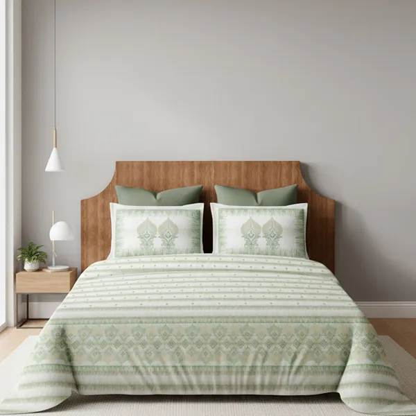 Olive_Green_Pure_Cotton_Royal_Heritage_Printed_Bedsheet