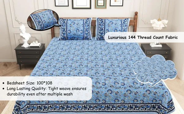 Elite_Wildflower_Design_Blue_Cotton_Printed_King_Size__Bedsheet