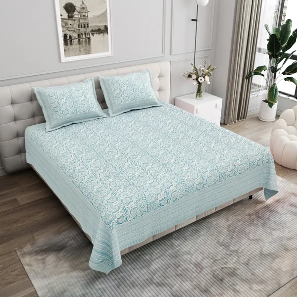 Elite_Nature_Harmony_Blue_Cotton_Printed_King_Size_Bedsheet