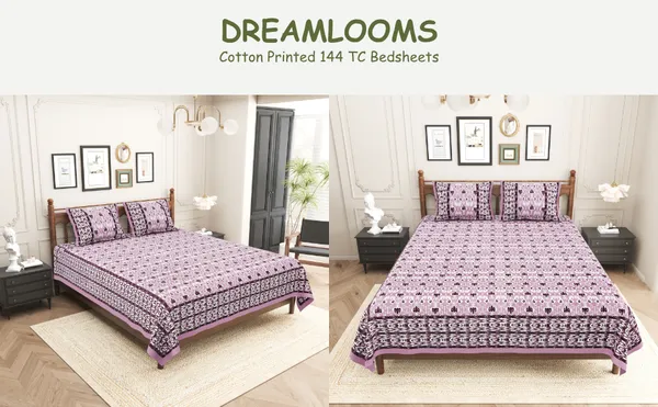 Elite_Classic_Floral_Lavender_Cotton_Printed_King_Size_Bedsheet