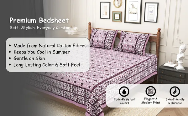 Elite_Classic_Floral_Lavender_Cotton_Printed_King_Size_Bedsheet