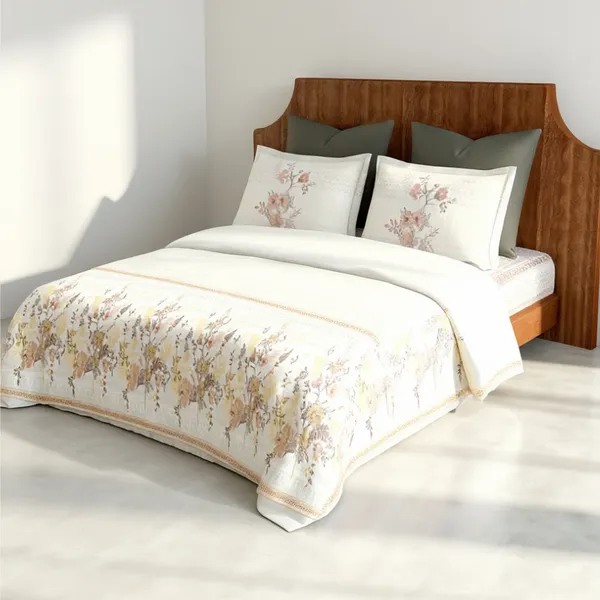Yellow_Pure_Cotton_Floral_Printed_Bedsheet