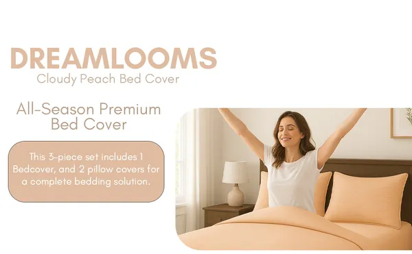 Peach_Vistara_Dyed_Microfiber_Solid_Bed_Cover_Set