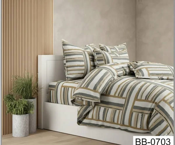Golden_Grey_Candy_Soft_Microfiber_Striped_Printed_Bed_Sheet