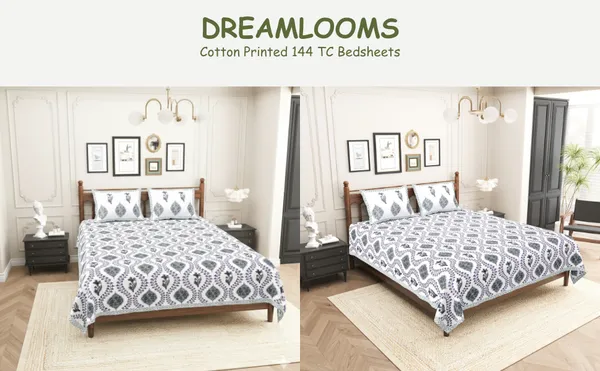 Elite_Foliage_Print_Lavender_Cotton_Printed_King_Size_Bedsheet