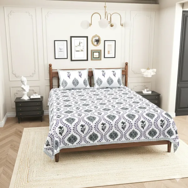 Elite_Foliage_Print_Lavender_Cotton_Printed_King_Size_Bedsheet