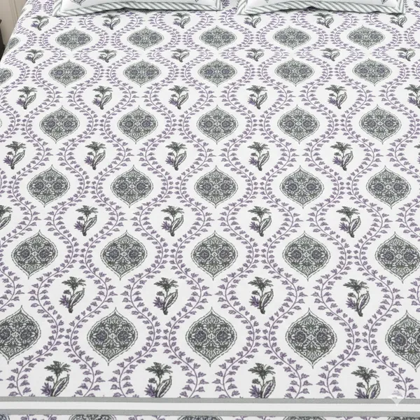 Elite_Foliage_Print_Lavender_Cotton_Printed_King_Size_Bedsheet