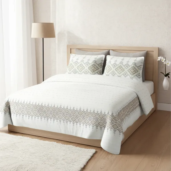 Golden_Sand_Pure_Cotton_Heritage_Grid_Printed_Bedsheet