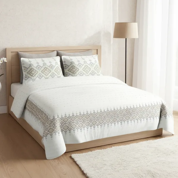 Golden_Sand_Pure_Cotton_Heritage_Grid_Printed_Bedsheet