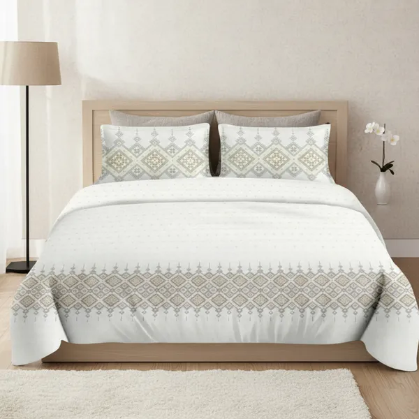 Golden_Sand_Pure_Cotton_Heritage_Grid_Printed_Bedsheet