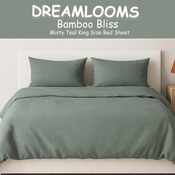 Misty_Teal_Bamboo_Bliss_Pure_Bamboo_Solid_Bedsheet