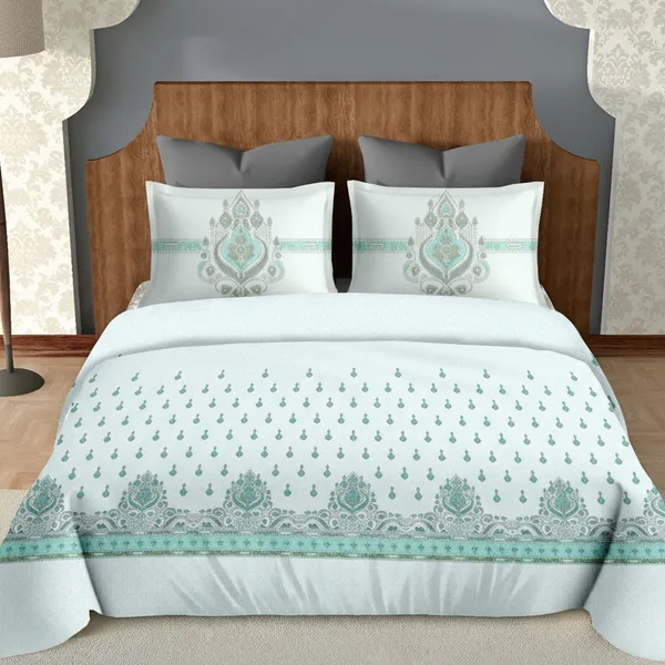 Mist_Blue_Pure_Cotton_Royal_Jewel_Printed_Bedsheet