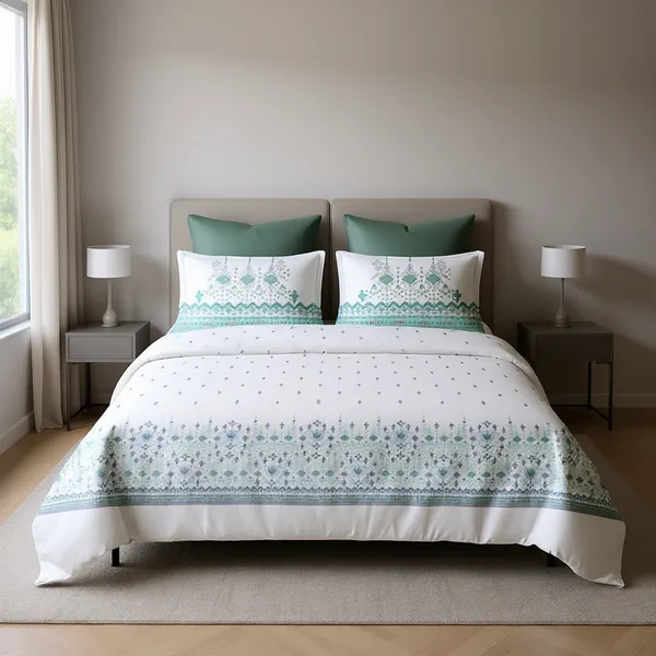 Sea_Green_Pure_Cotton_Geometric_Motif_Printed_Bedsheet