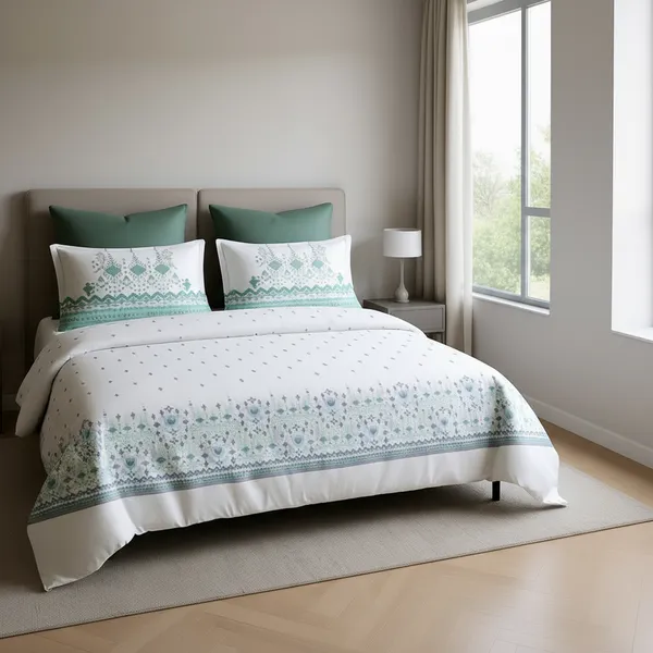 Sea_Green_Pure_Cotton_Geometric_Motif_Printed_Bedsheet