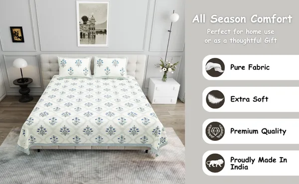 Elite_Collection_Floral_Blue_Cotton_Printed__Bedsheet