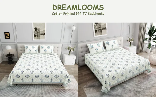 Elite_Collection_Floral_Blue_Cotton_Printed__Bedsheet