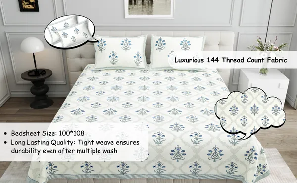Elite_Collection_Floral_Blue_Cotton_Printed__Bedsheet