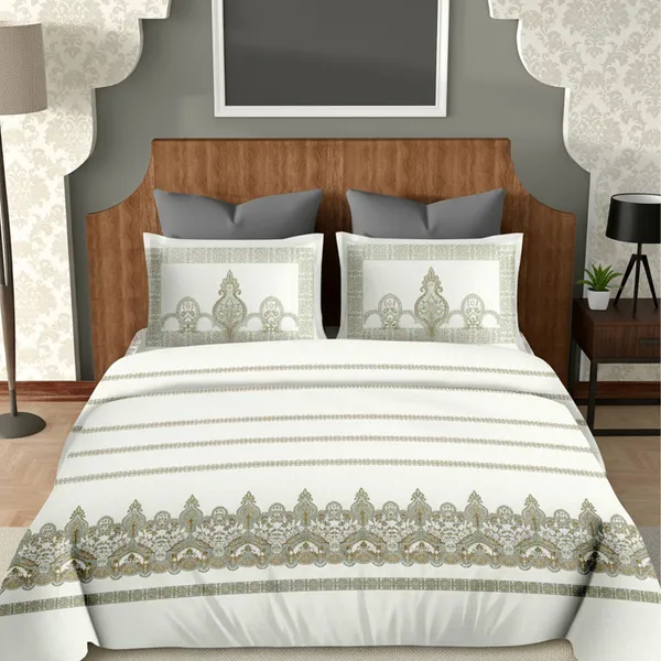 Olive_Green_Pure_Cotton_Royal_Charm_Printed_Bedsheet