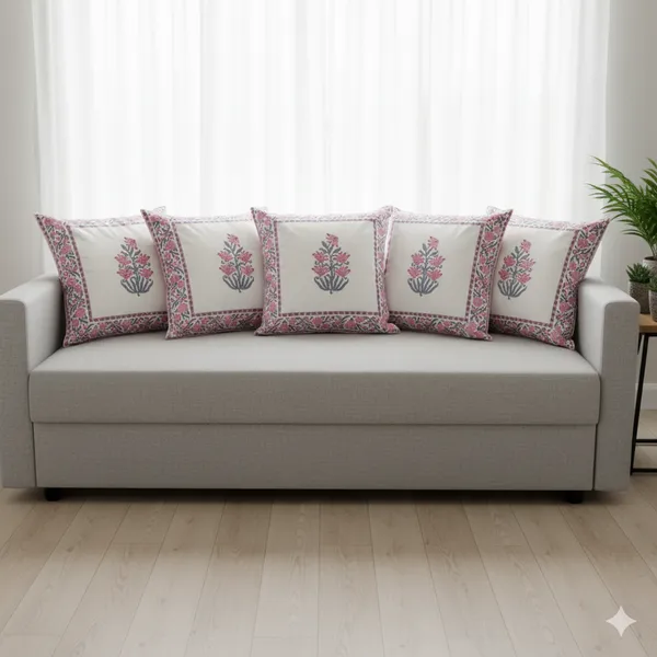 Linen_Luxe_Floral_Pink_&_Green_Cushion_Cover_-_Set_of_5