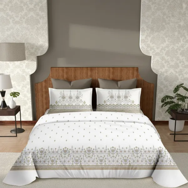 Golden_Brown_Pure_Cotton_Geometric_Motif_Printed_Bedsheet