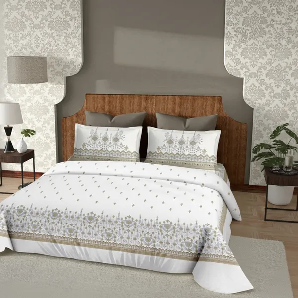 Golden_Brown_Pure_Cotton_Geometric_Motif_Printed_Bedsheet