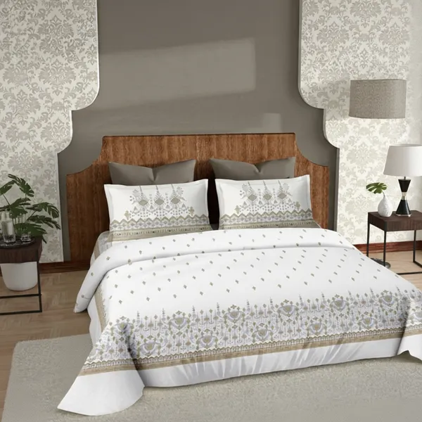 Golden_Brown_Pure_Cotton_Geometric_Motif_Printed_Bedsheet