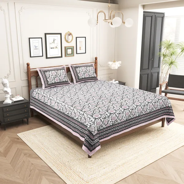 Elite_Mughal_Motif__Pink_Cotton_Printed_King_Size_Bedsheet