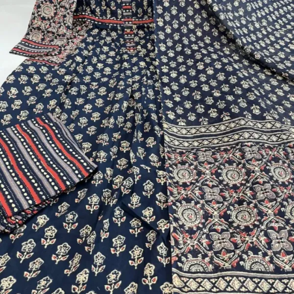 Navy_Blue_Traditional_Block_Print_A-Line_Kurta_Set_with_Pockets