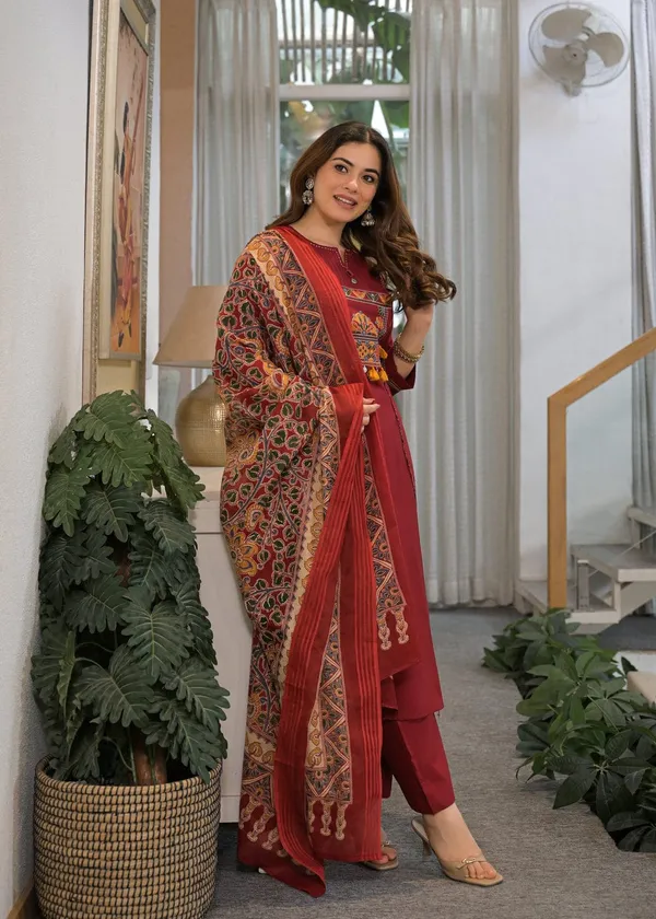 Women's_Maroon_Embroidered_Kurta_Pant_with_Printed_Dupatta_Set_|_Ethnic_3-Piece_Suit