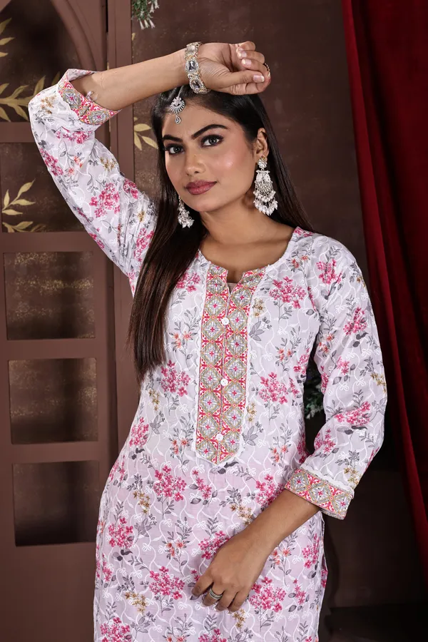 Pink_&_White_Premium_Cotton_Blend_Embroidered_&_Graphic_Print_Kurta,_Trouser_&_Dupatta_Set_For_Women