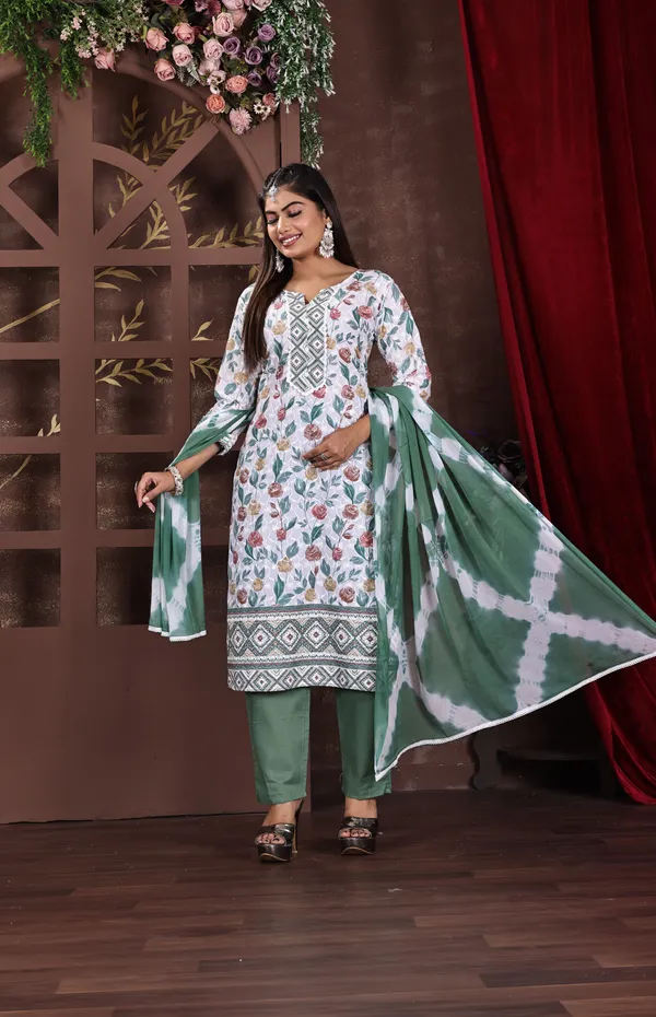 Green_&_White_Premium_Cotton_Blend_Embroidered_&_Graphic_Print_Kurta,_Trouser_&_Dupatta_Set_For_Women