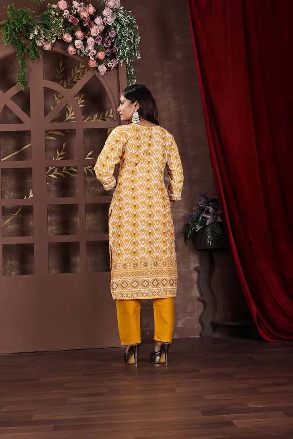 Yellow_Premium_Cotton_Blend_Embroidered_&_Graphic_Print_Kurta,_Trouser_&_Dupatta_Set_For_Women