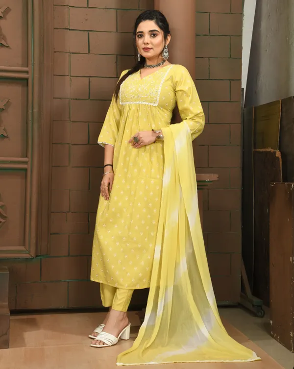 Yellow_Premium_Viscose_Rayon_Embroidered_Kurta,_Trouser_&_Dupatta_Set_For_Women