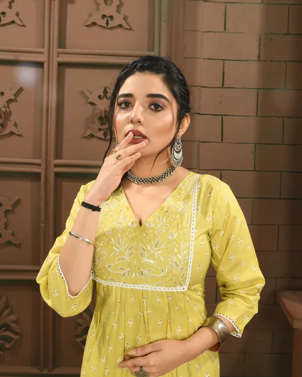 Yellow_Premium_Viscose_Rayon_Embroidered_Kurta,_Trouser_&_Dupatta_Set_For_Women
