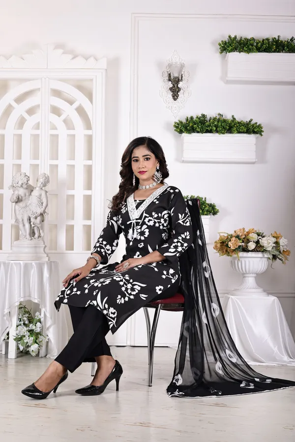 Black_Premium_Viscose_Rayon_Printed_Kurta,_Trouser_&_Dupatta_Set_For_Women