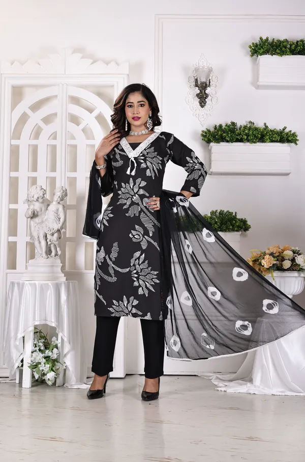 Black_Viscos_Rayon_A-line_Kurta_Set_For_Women