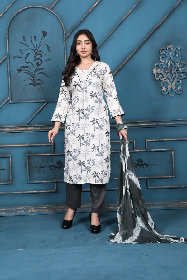 White_Viscose_Rayon_Straight_Kurta_Set_For_Women