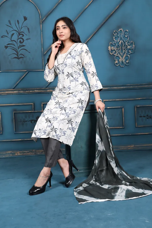 White_Viscose_Rayon_Straight_Kurta_Set_For_Women