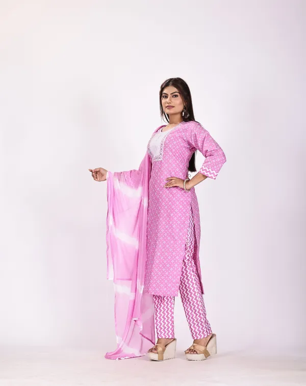 Pink_Premium_Viscose_Rayon_Floral_Print_Kurta,_Trouser_&_Dupatta_Set_For_Women